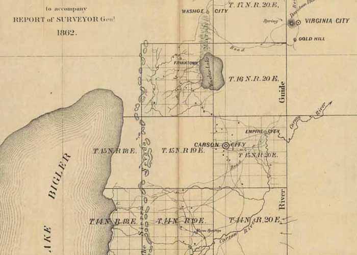 1862 Public Survey map of Nevada territory