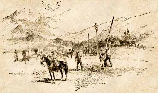 Construction of the telegraph line