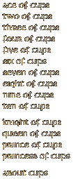 The Suit of Cups menu